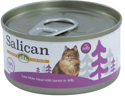 Salican 挪威森林 - 白肉吞拿魚、蟹肉啫喱貓罐頭85g (紫)