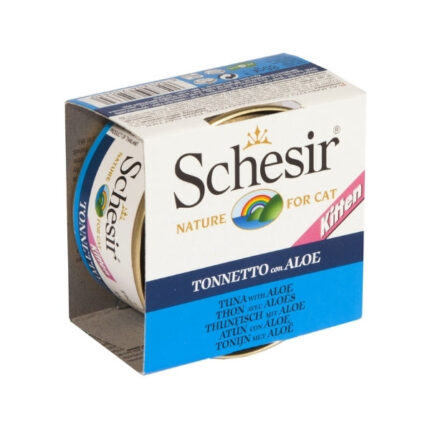 Schesir - 幼貓吞拿魚蘆薈貓罐頭(水煮系列) - 85g